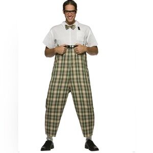 Halloween Nerd Costume Jumpsuit & Glasses Size Adult Men’s OS